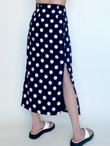 Black Polka-dot Midi Skirt