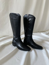 Black Square Toe Long Boots