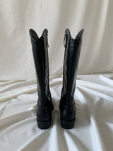 Black Square Toe Long Boots
