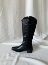 Black Square Toe Long Boots
