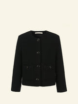 Bouclé Tweed Cropped Jacket - Black