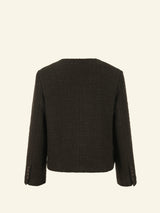 Bouclé Tweed Cropped Jacket - Hunter Green