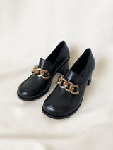 Chunky Chain Block Heel Loafers