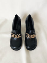 Chunky Chain Block Heel Loafers