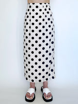 Cream Polka-dot Midi Skirt