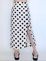 Cream Polka-dot Midi Skirt
