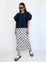 Cream Polka-dot Midi Skirt