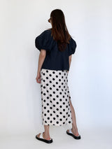 Cream Polka-dot Midi Skirt