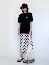 Cream Polka-dot Midi Skirt