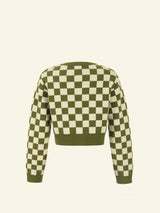 NAMI Checkered Cardigan & Skirt Set - Moss Green