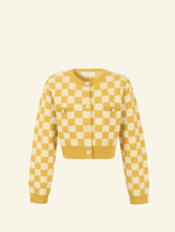 NAMI Checkered Cardigan & Skirt Set - Yellow
