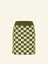 NAMI Checkered Cardigan & Skirt Set - Moss Green
