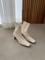 Pointed Square Toe Mid Heel Boots