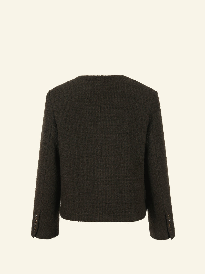 Bouclé Tweed Cropped Jacket - Hunter Green – Neda Store