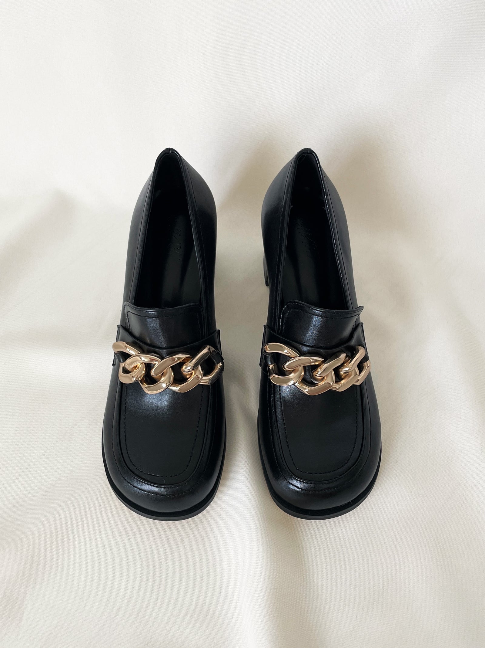 Chunky Chain Block Heel Loafers – Neda Store