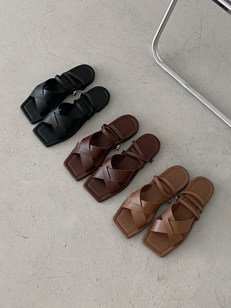 Cross Strap Flat Sandals