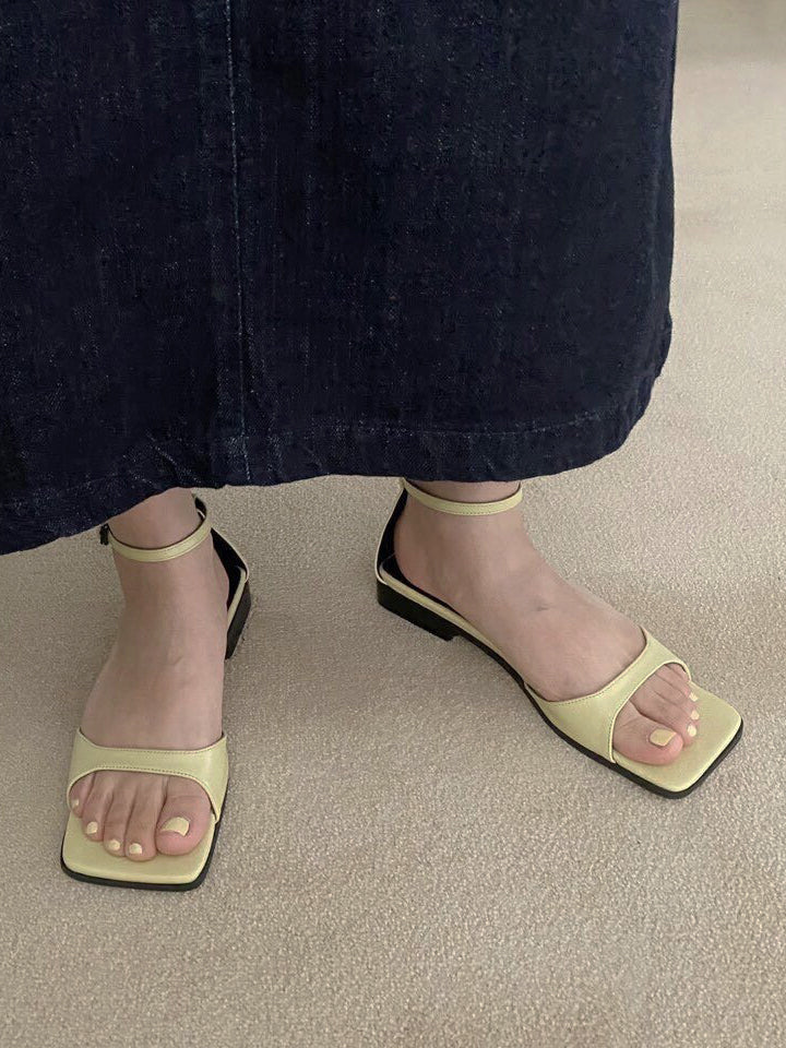 Minimal Ankle Strap Flat Sandals