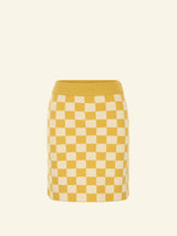 NAMI Checkered Cardigan & Skirt Set - Yellow